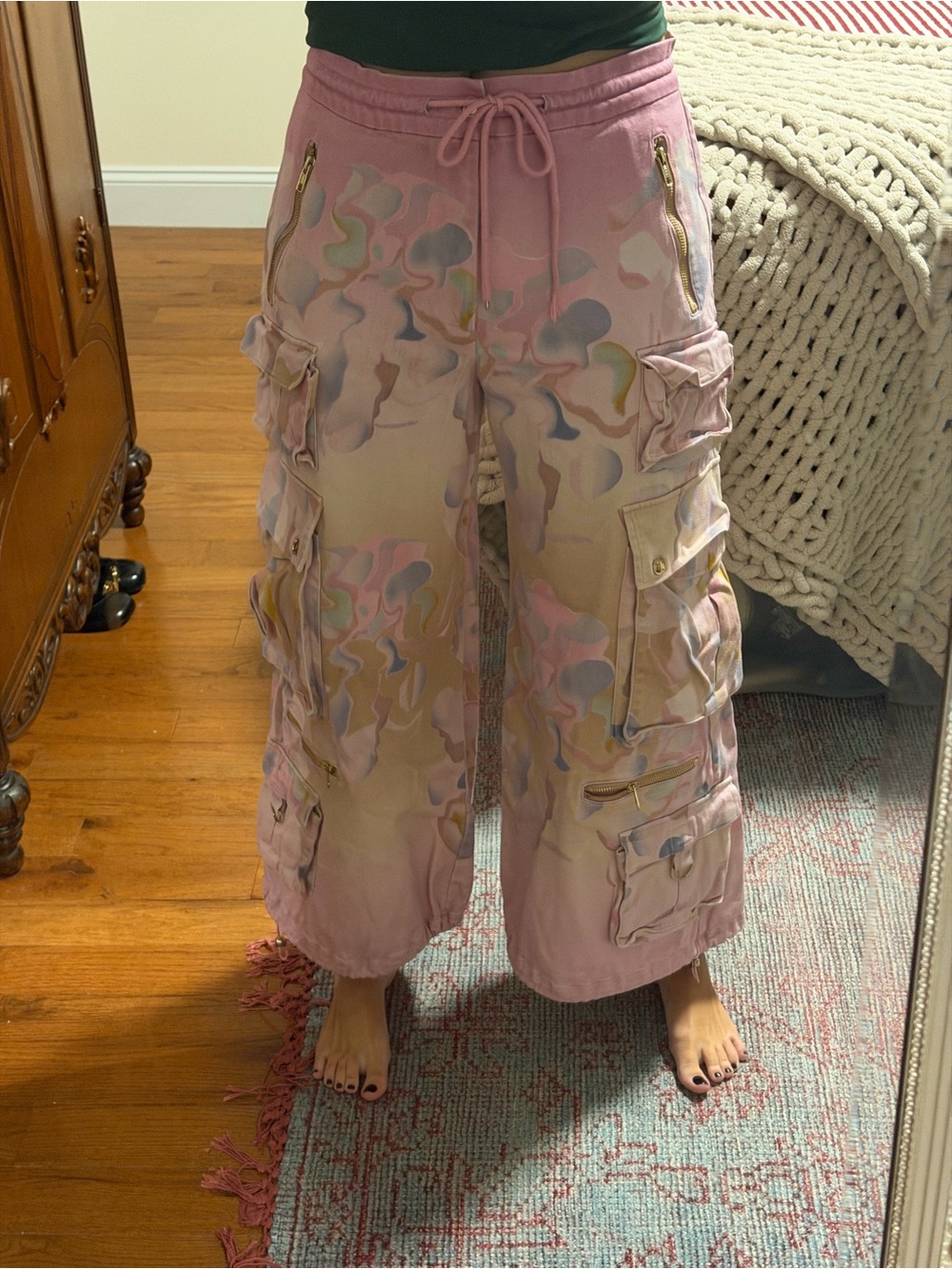 Cynthia Rowley Pink Tie-Dye Cargo Wide-Leg Pants - Picture 6 of 6